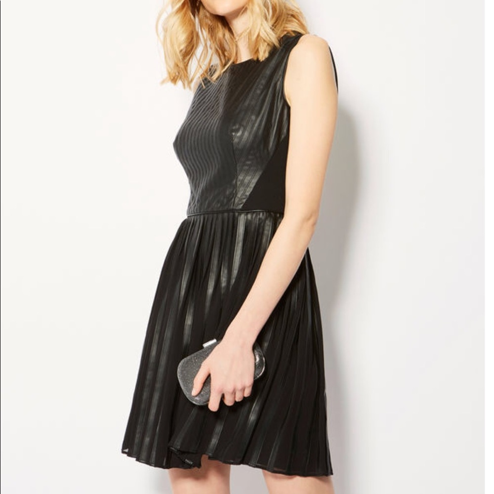 Karen Millen Faux Leather Pleated Dress - US 8